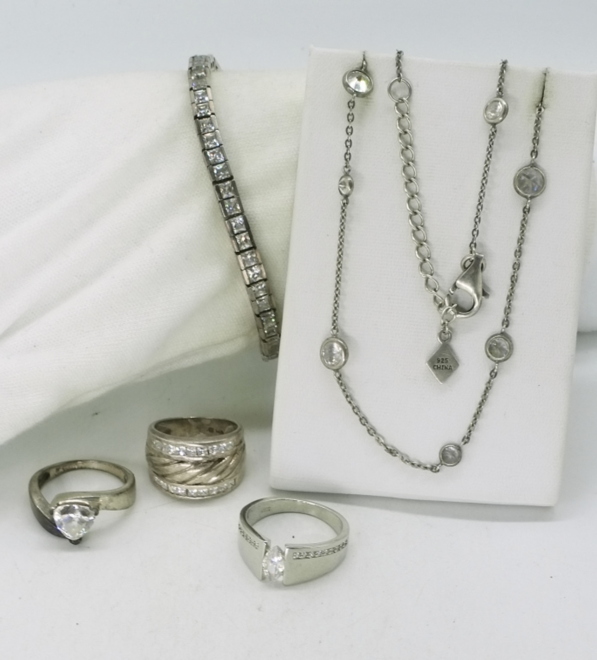 Simulated Diamond Rings & Necklaces, Sterling
