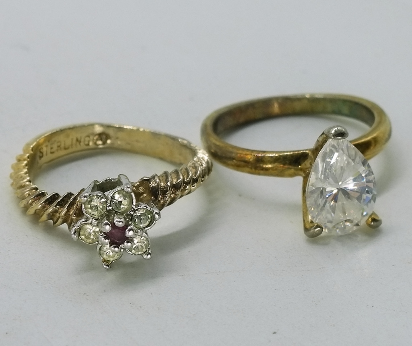 Gold Tone Sterling Rings, Amethyst Earrings