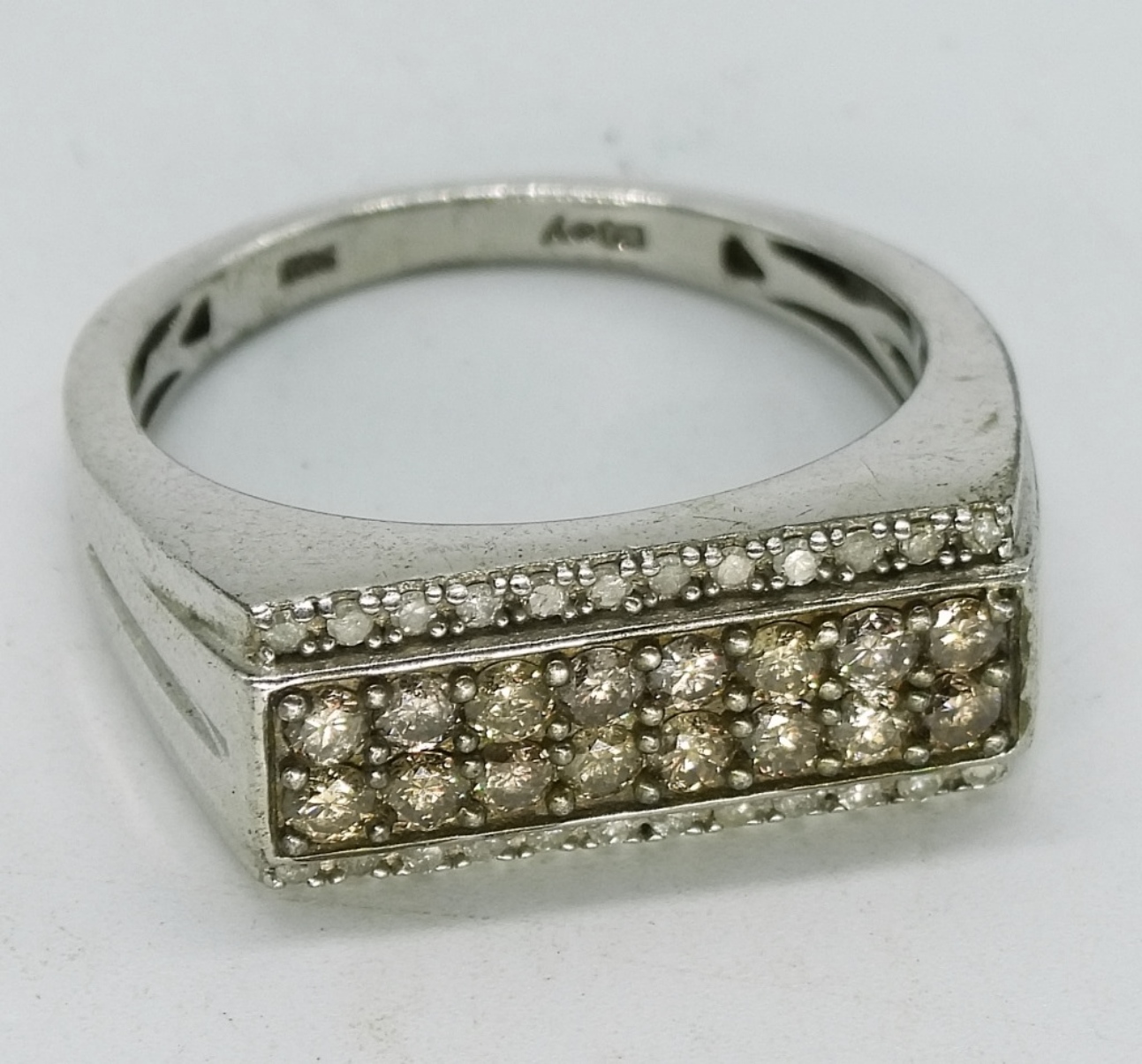 Champagne & White Diamond Ring - Sterling