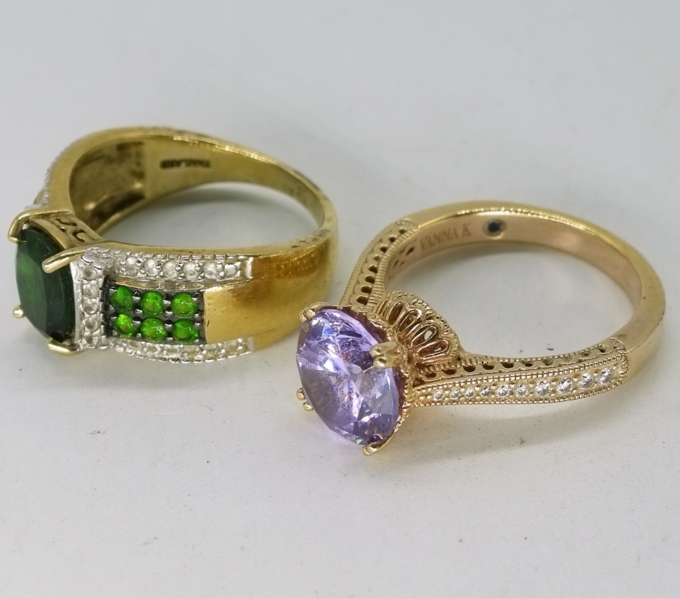 5 Gold Tone Sterling Rings & Bracelet