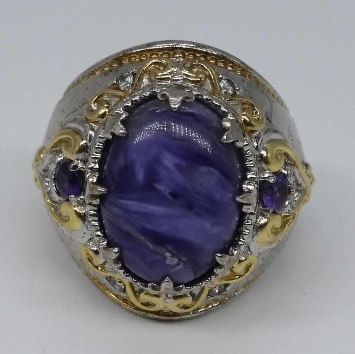 Michael Valitutti Sterling Charoite Ring Sz 7