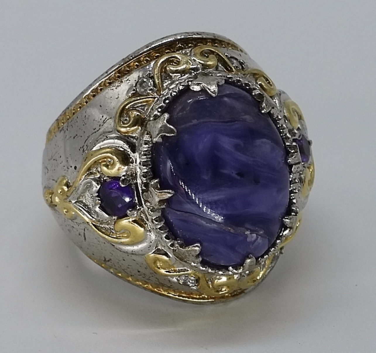 Michael Valitutti Sterling Charoite Ring Sz 7