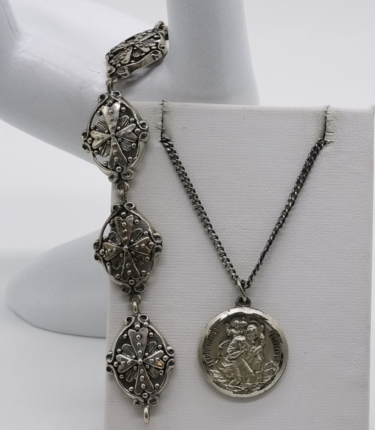 St. Christopher Necklace & Cross Bracelet