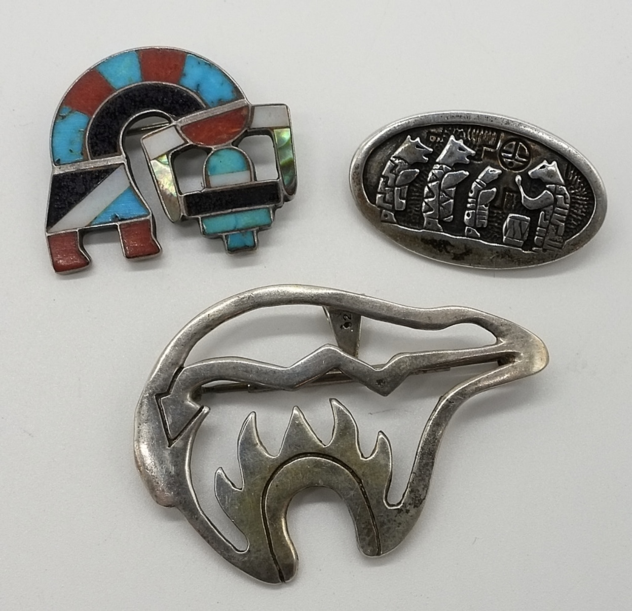 3 Sterling Southwest Pins, Carolyn Pollack