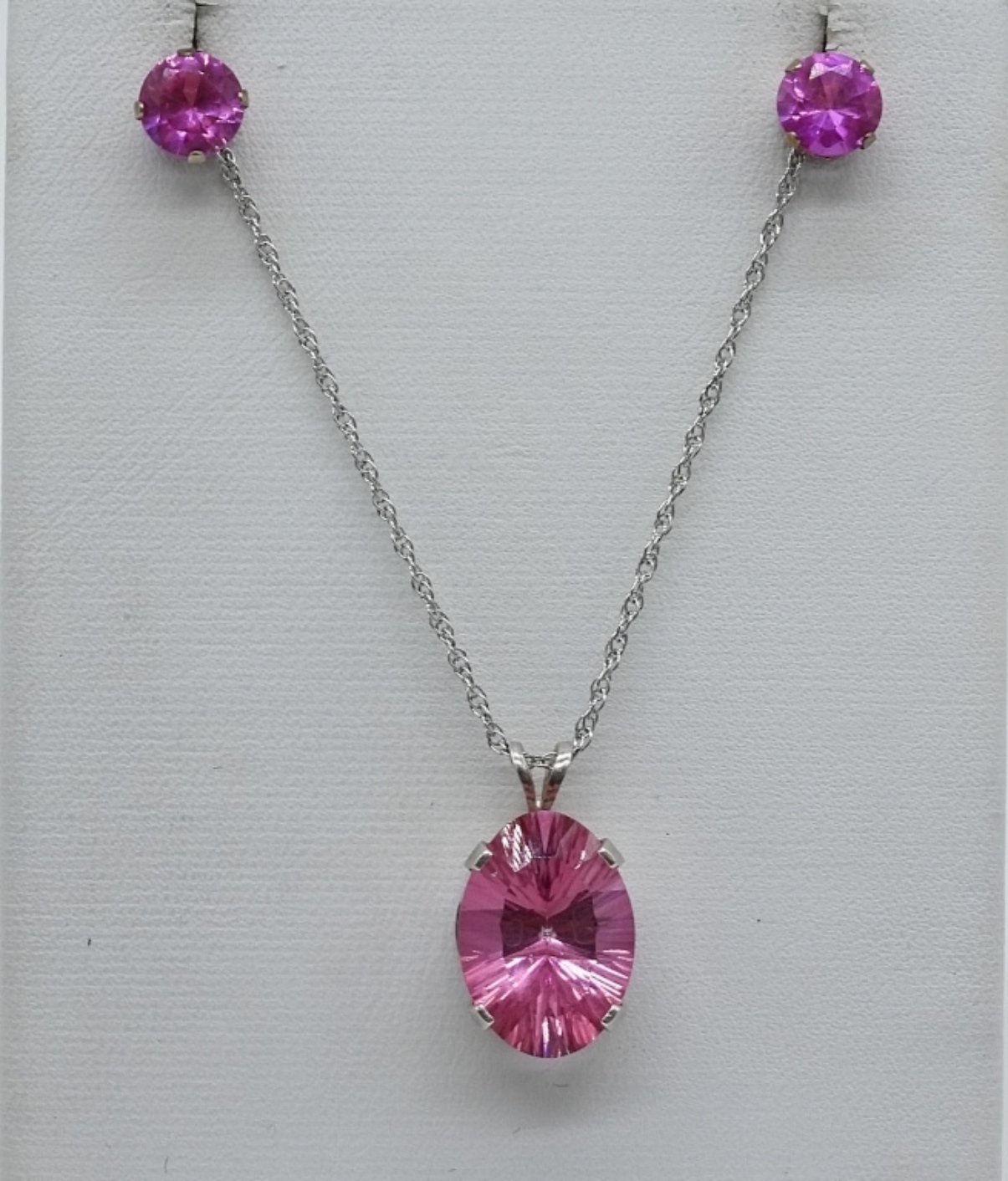 Dark Pink Sterling Necklace Set
