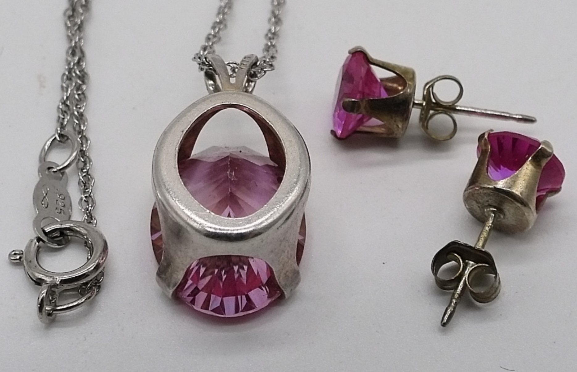 Dark Pink Sterling Necklace Set