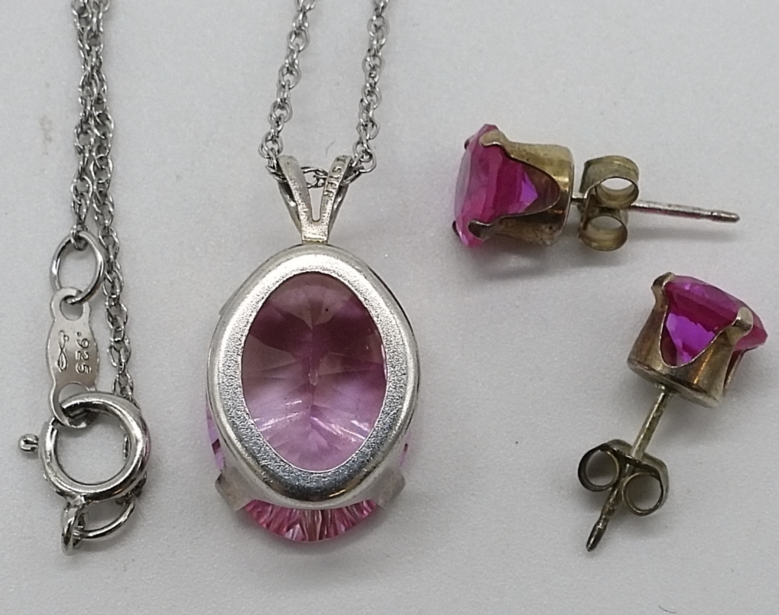 Dark Pink Sterling Necklace Set
