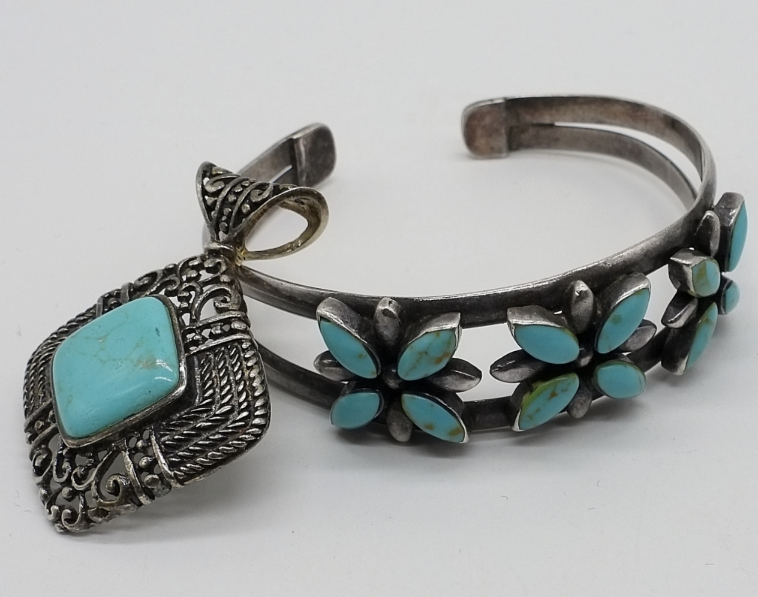 Turquoise Sterling Cuff & Pendant