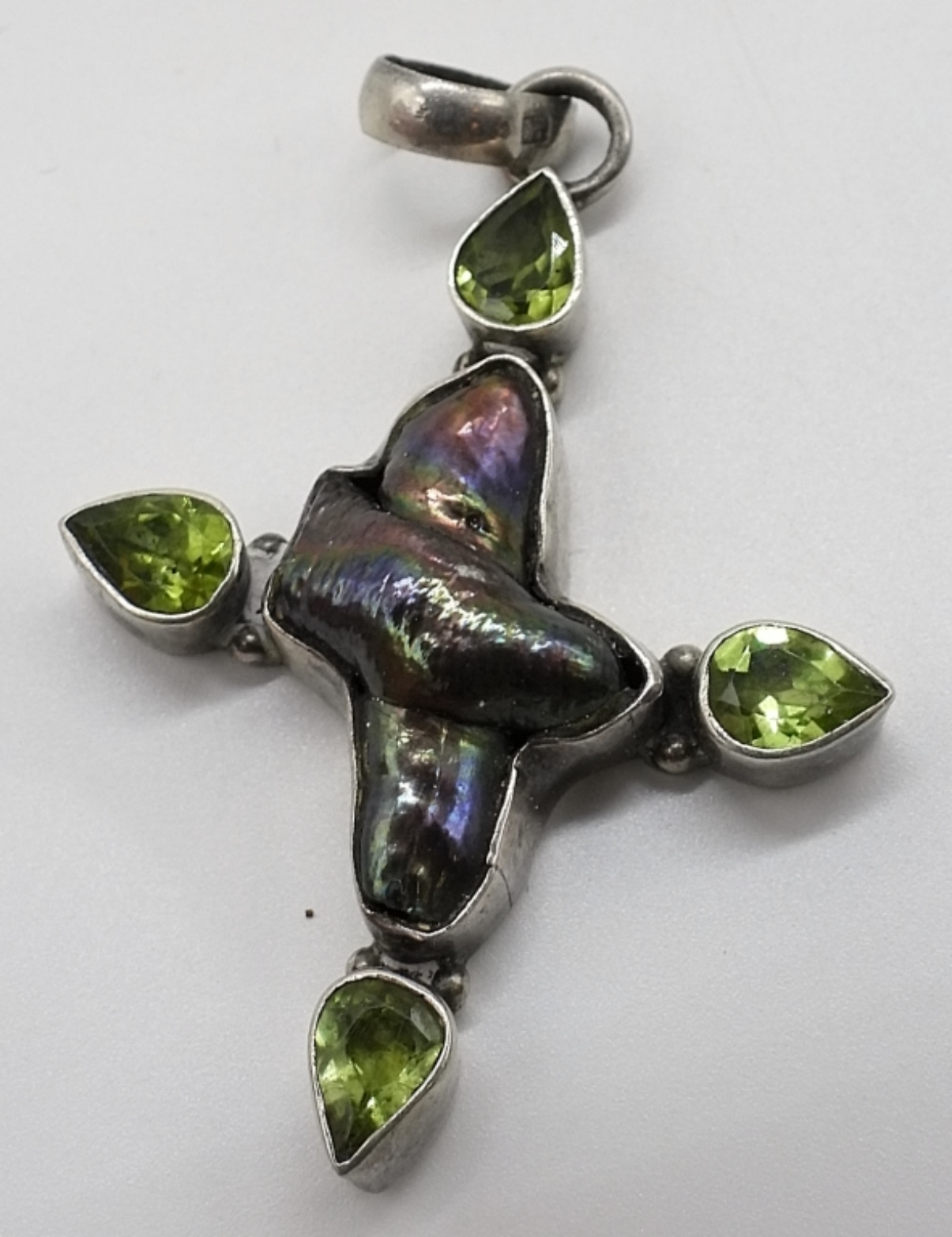 Three Sterling Cross Pendants, Two Chains
