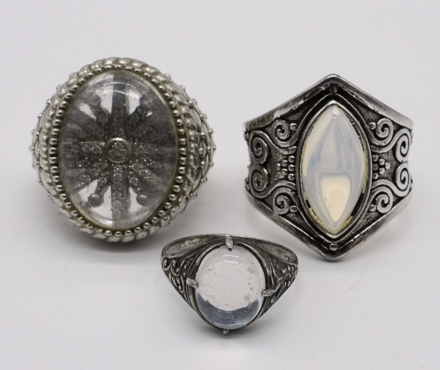 3 Sterling Fashion Rings with Clear Stones