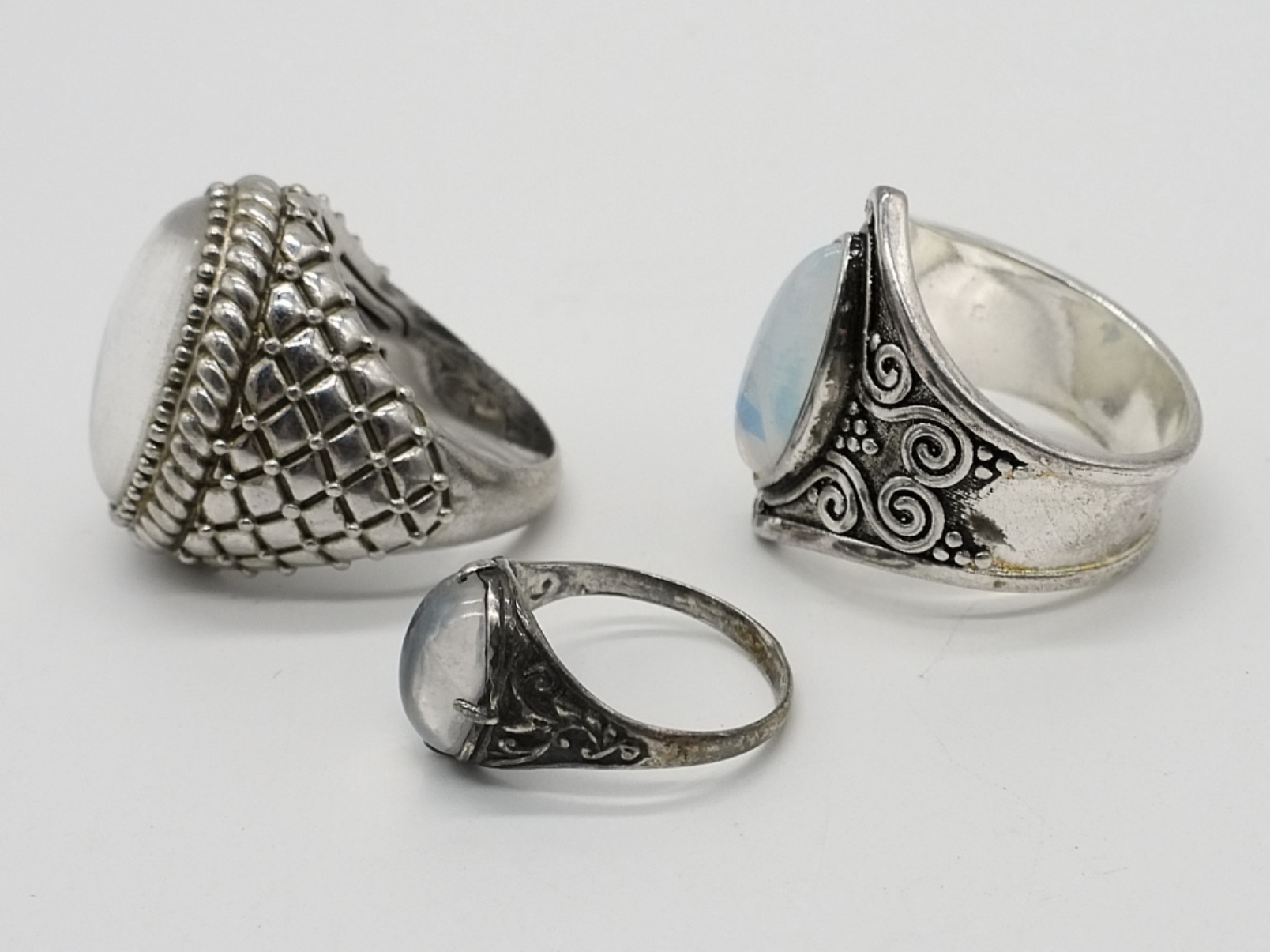 3 Sterling Fashion Rings with Clear Stones