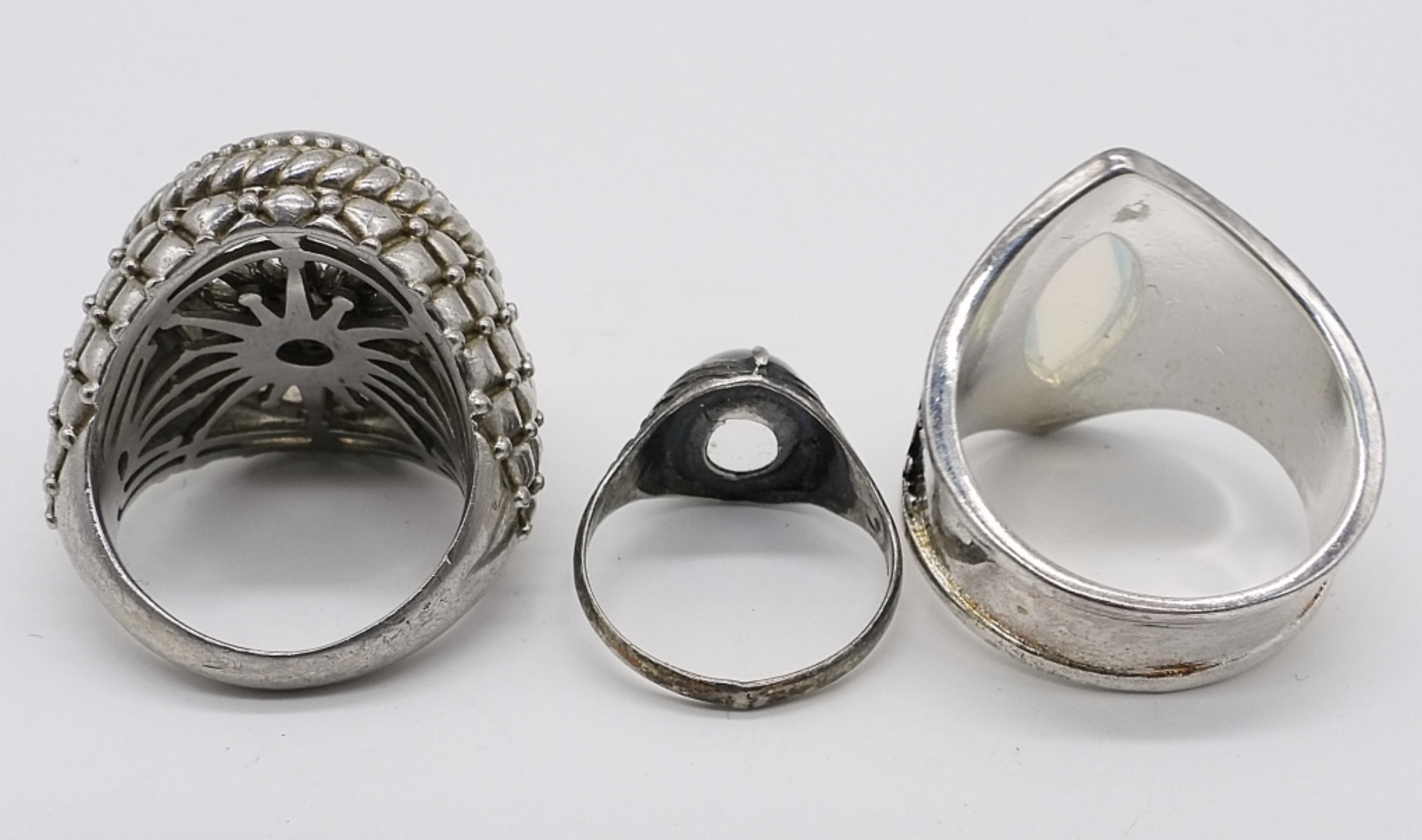 3 Sterling Fashion Rings with Clear Stones