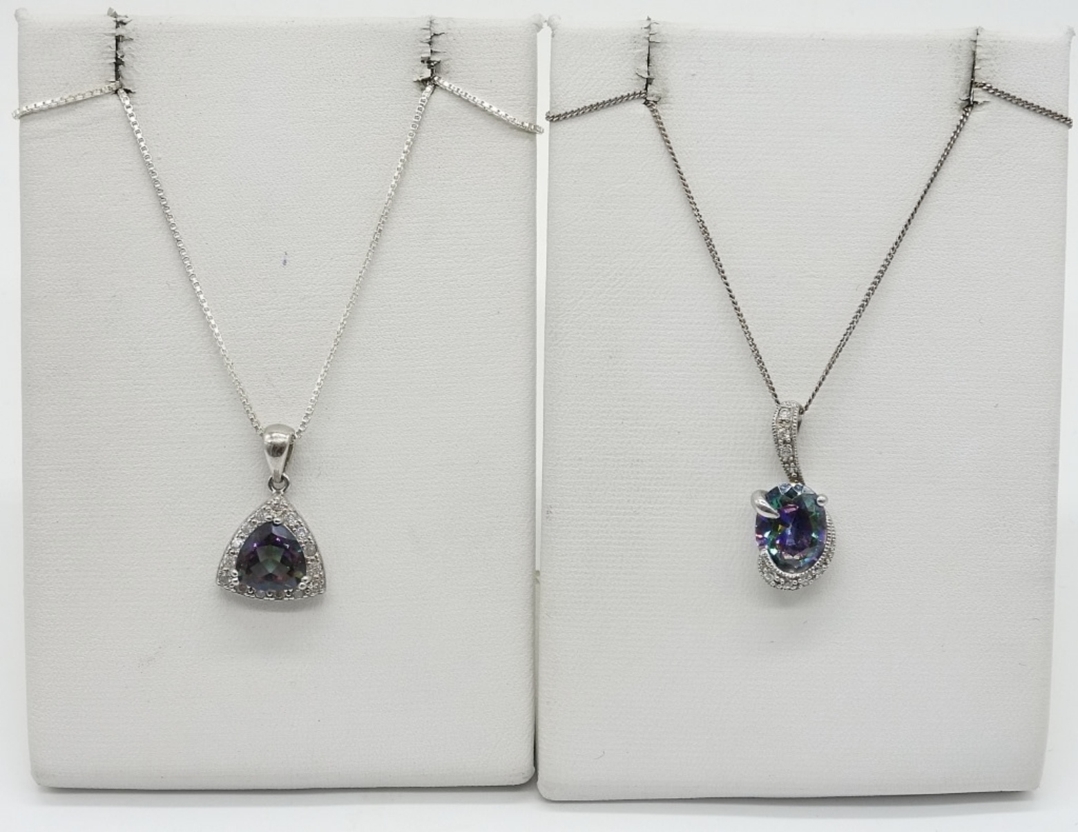 2 Sterling Mystic Topaz Necklaces