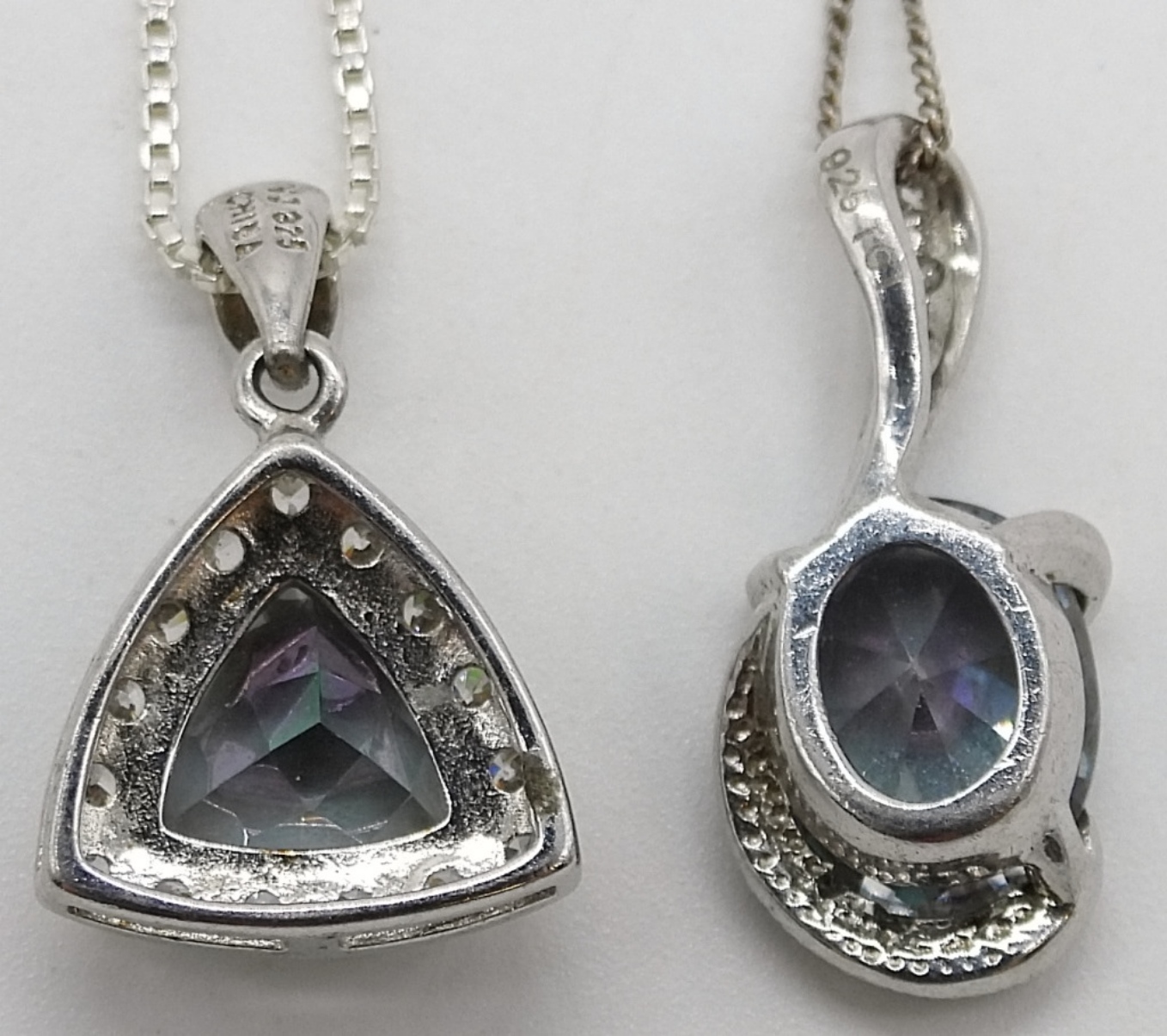 2 Sterling Mystic Topaz Necklaces