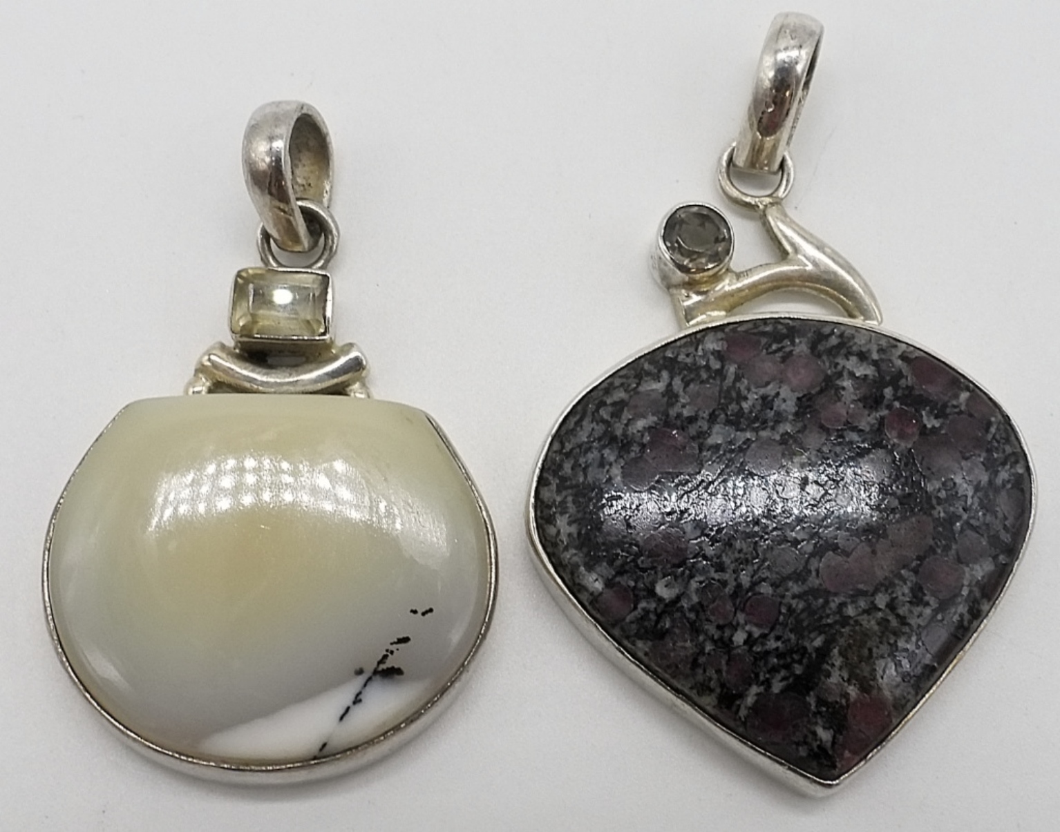 Sterling Silver Gemstone Pendant Pair
