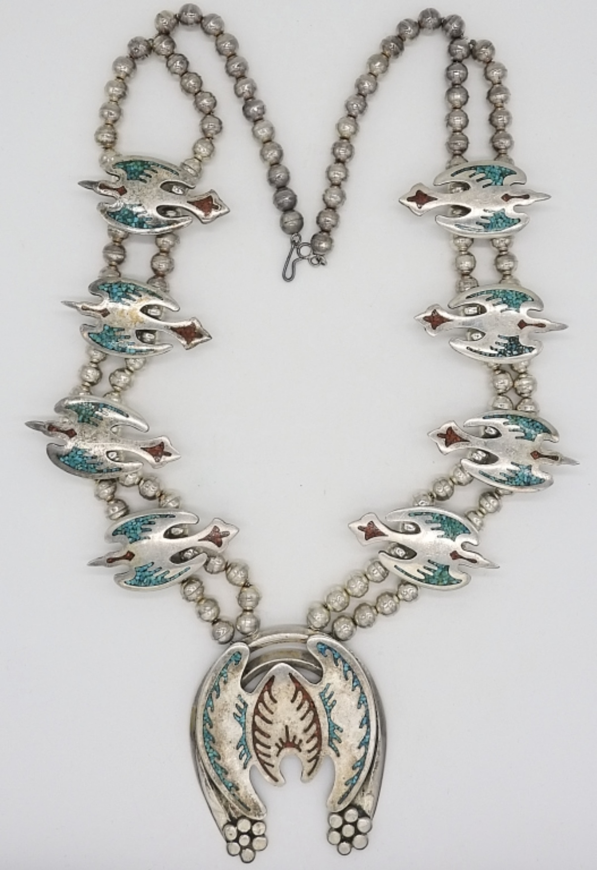 Sterling Turquoise Squash Blossom Necklace