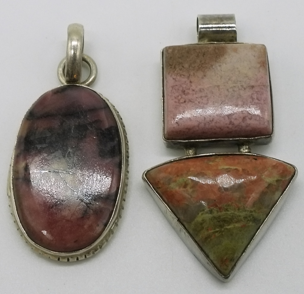 2 Sterling Natural Gemstone Pendants