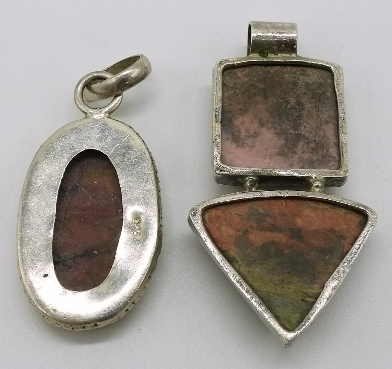 2 Sterling Natural Gemstone Pendants