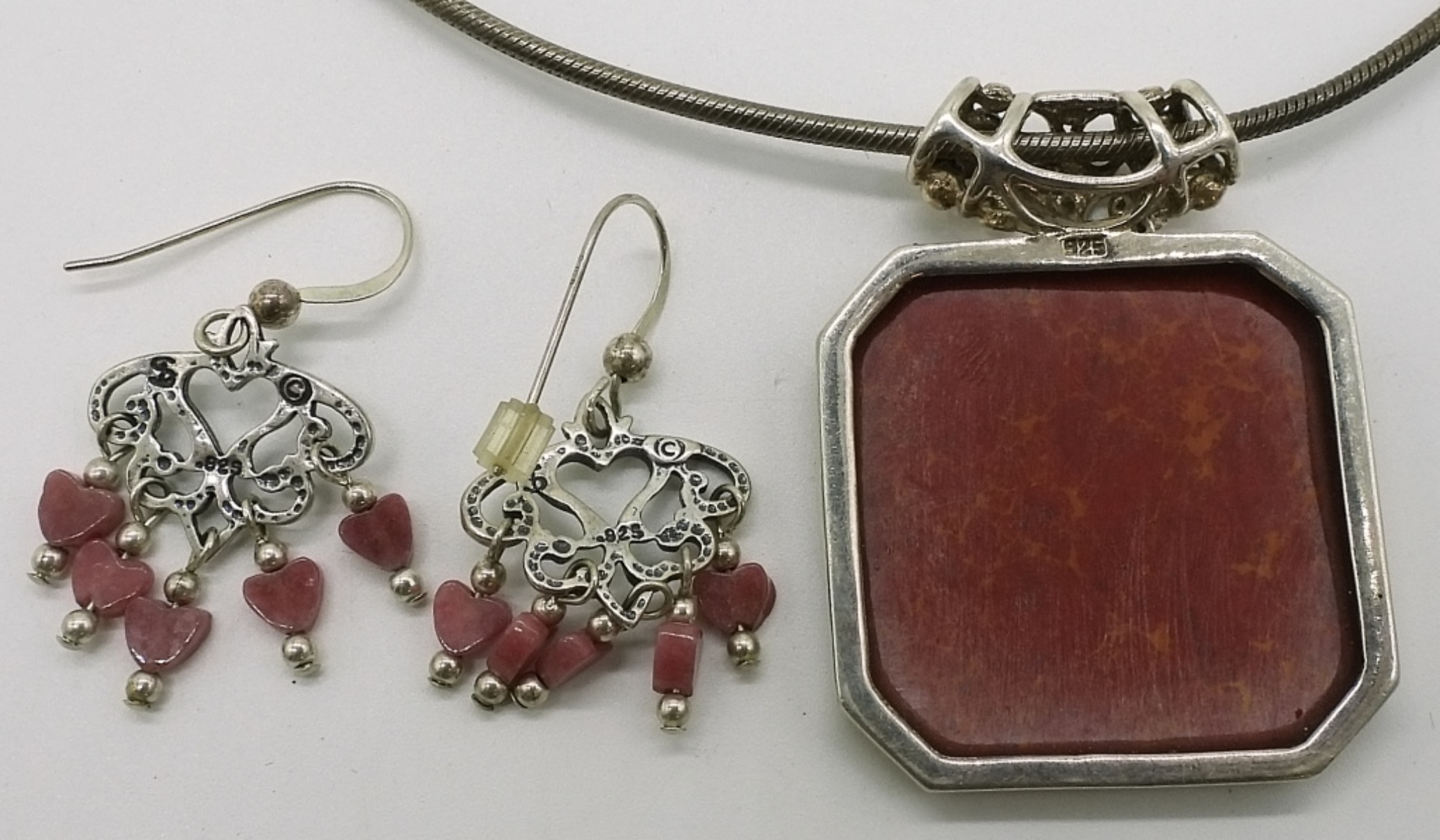 Sterling Red Stone Necklace Set