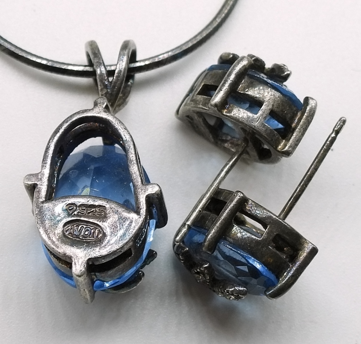 Avon Sterling Blue Stone Set
