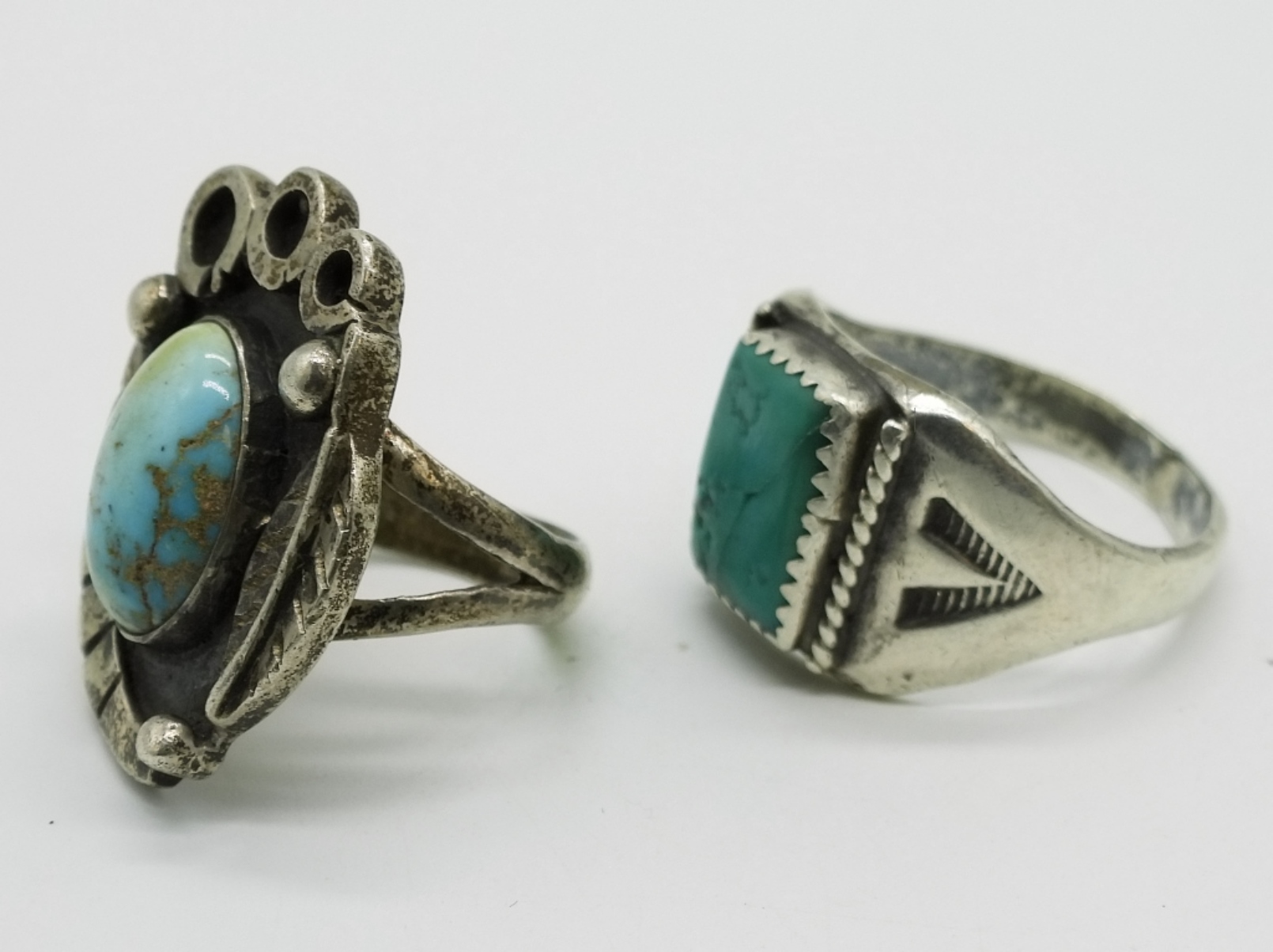 Four Turquoise Sterling Rings