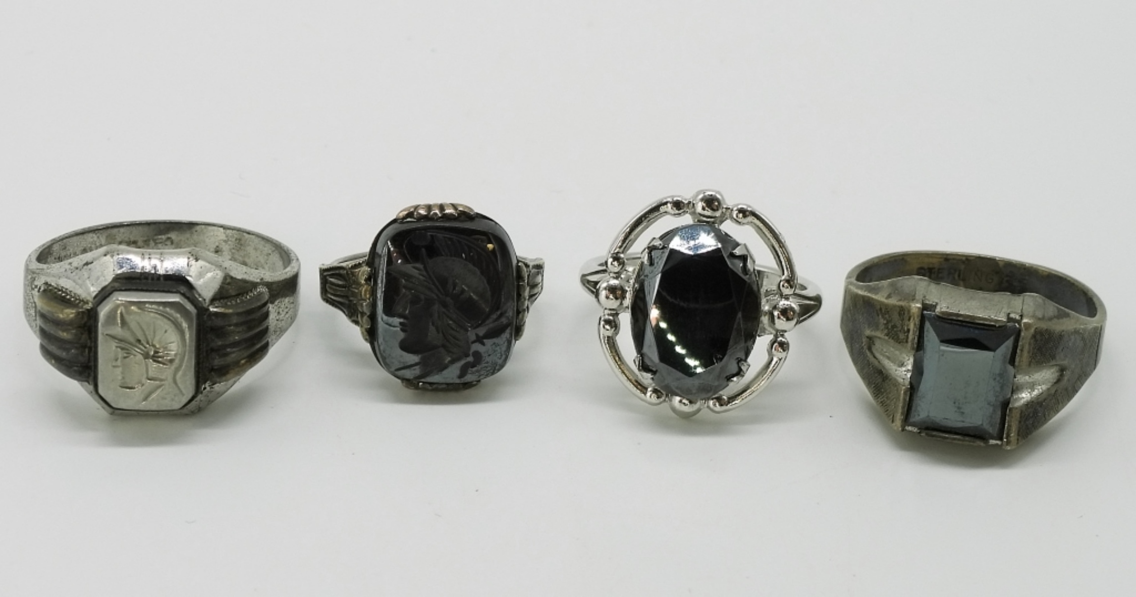 Sterling Hematite & Spinel Ring Lot
