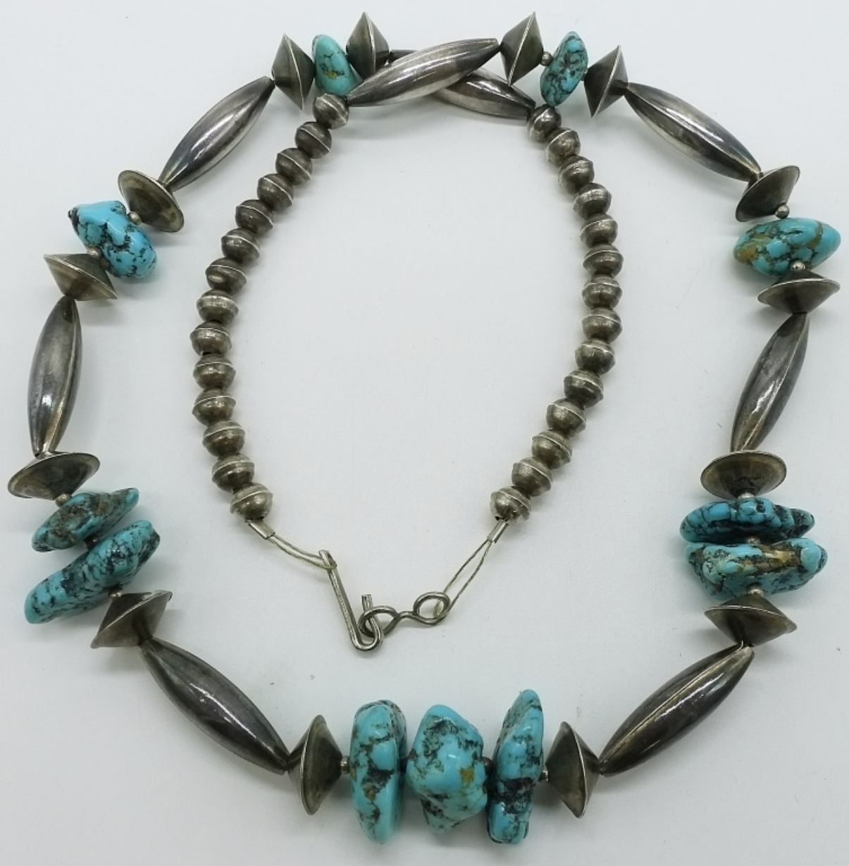 Sterling Silver Turquoise Bead Necklace, 23"
