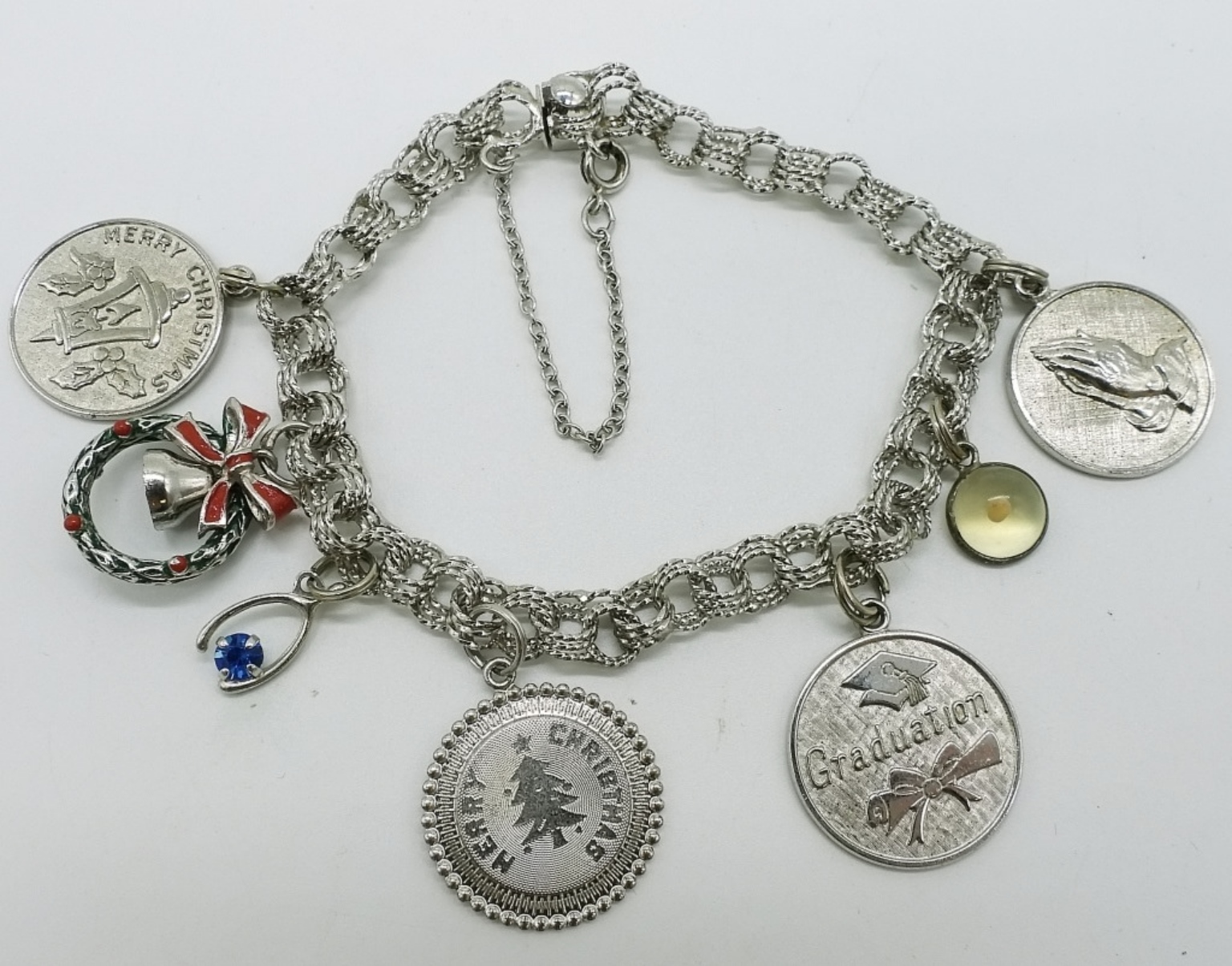 Sterling Charm Bracelet, 7 Charms
