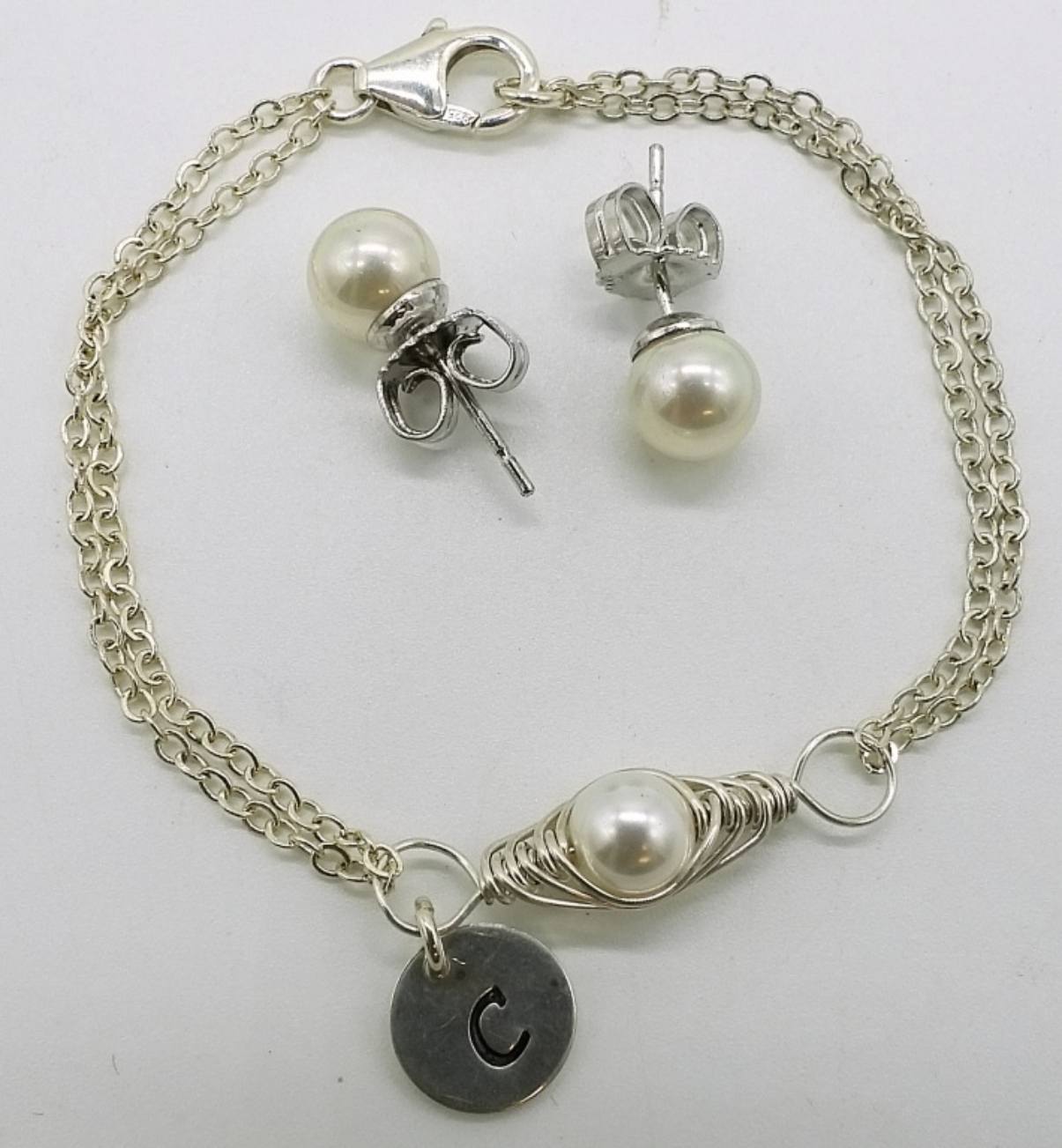 Pearl Bracelet & Earring Set, in Sterling