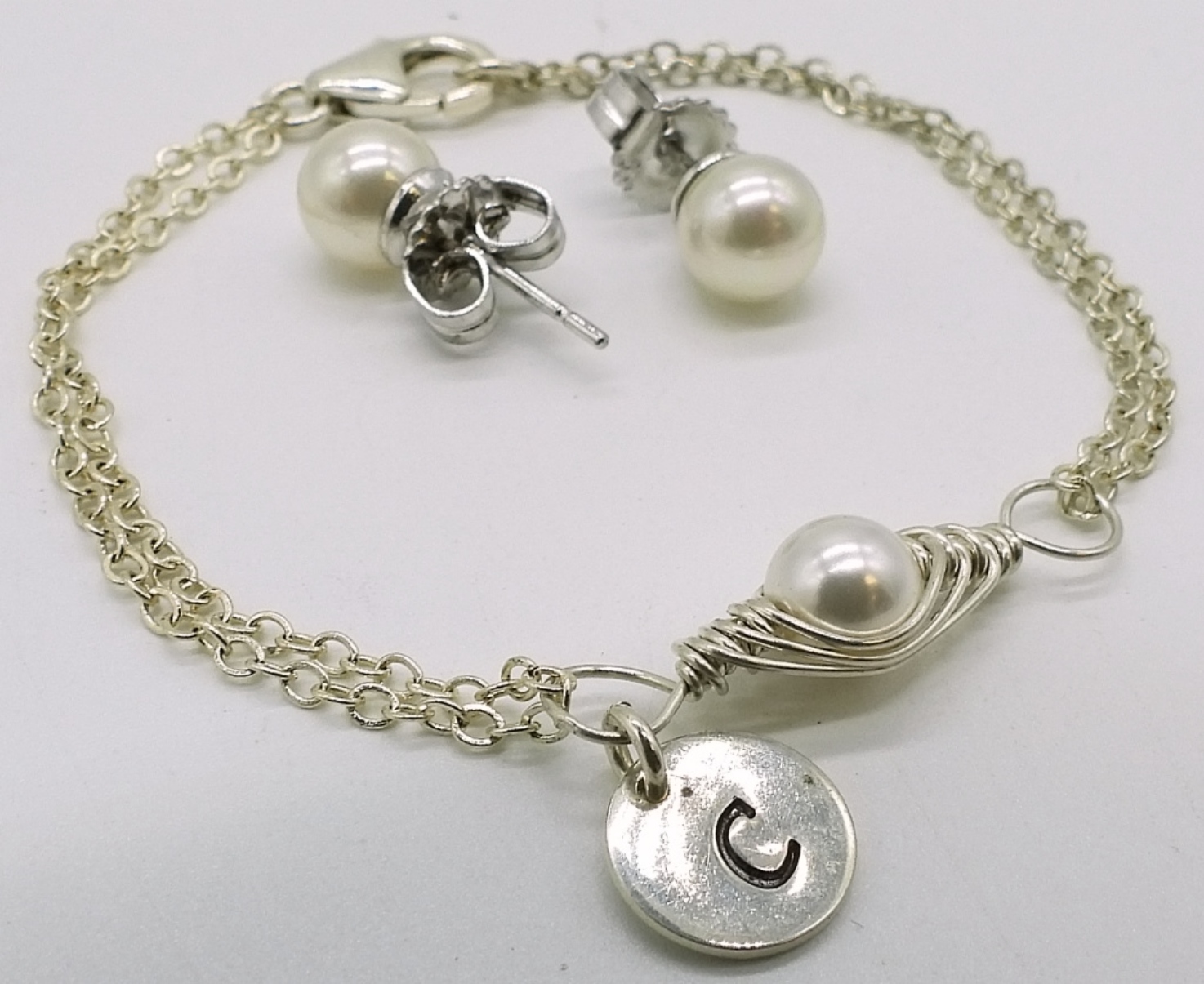 Pearl Bracelet & Earring Set, in Sterling