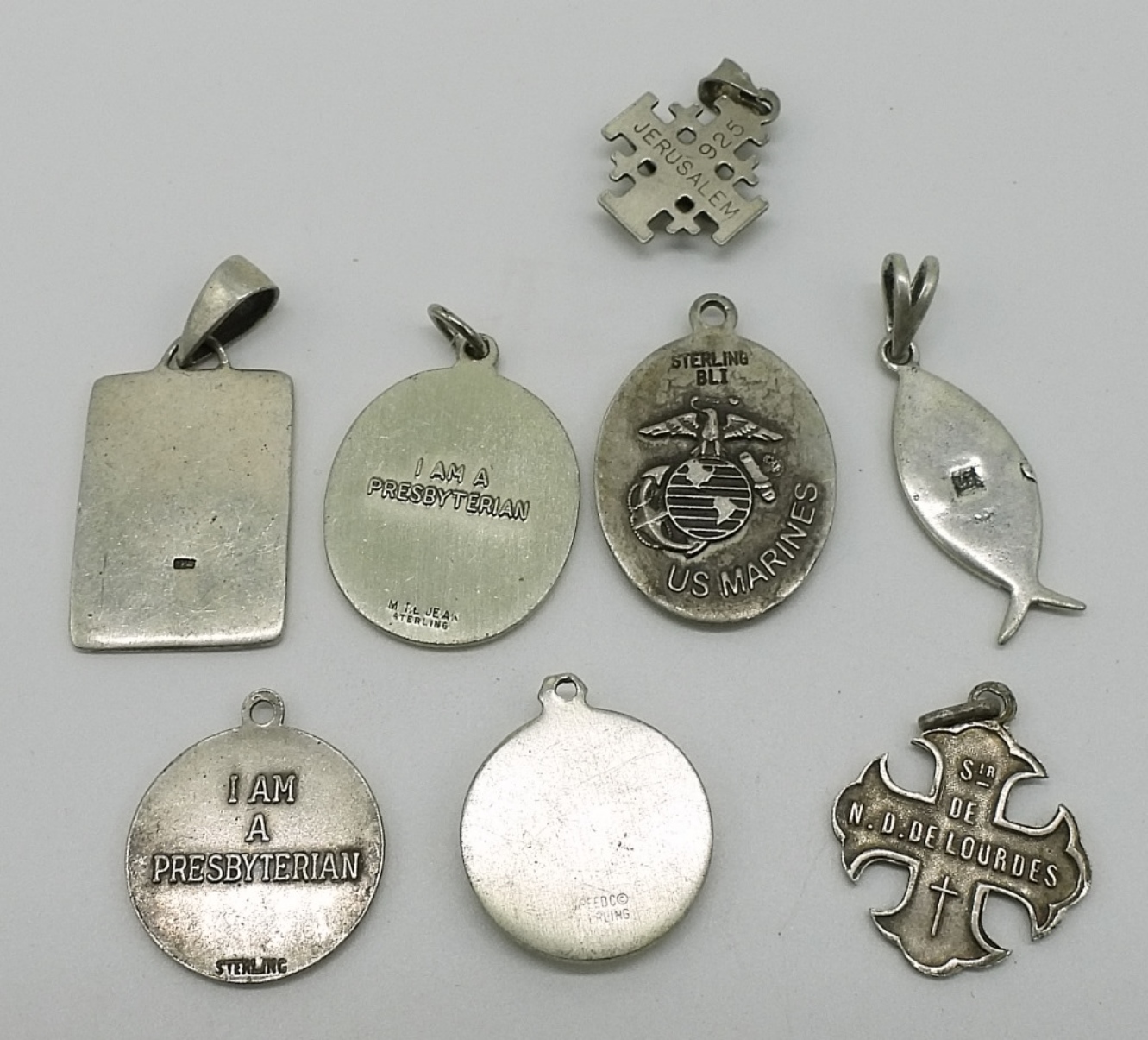 8 Sterling Religious Pendants