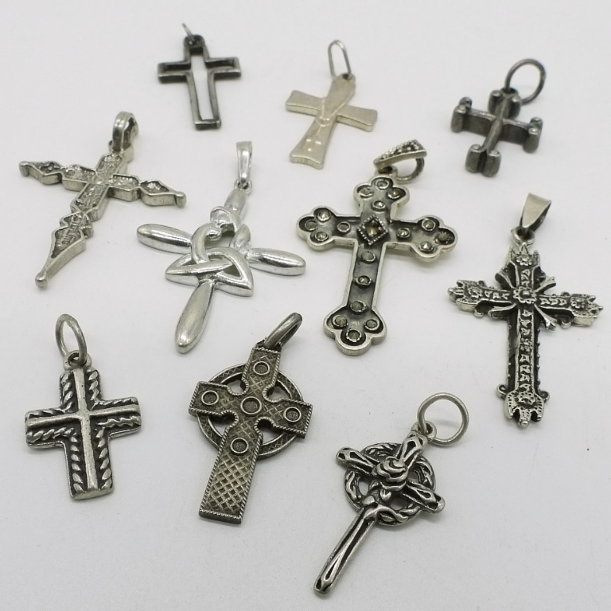10 Sterling Cross Pendants