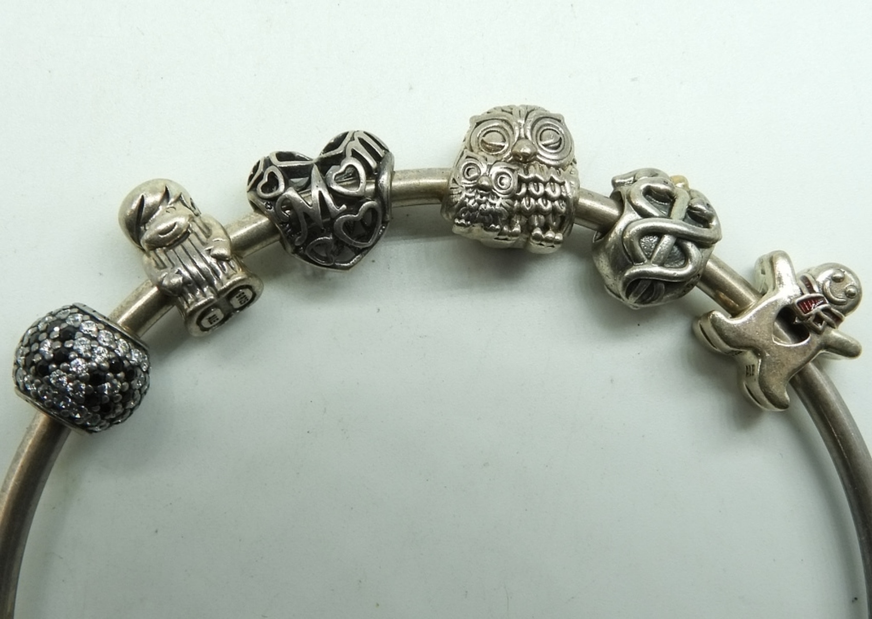 Pandora 925 Bangle Charm Bracelet-7 Charms
