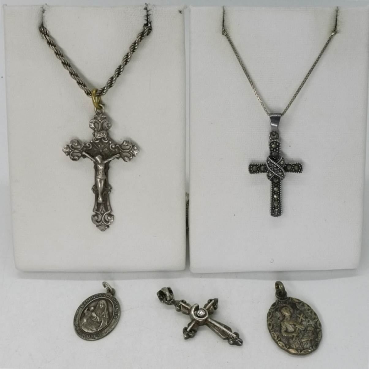 5 Sterling Religious Pendants & Chains