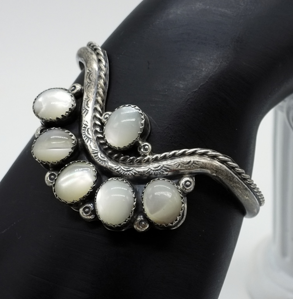 Sterling Mother of Pearl Cuff Bracelet