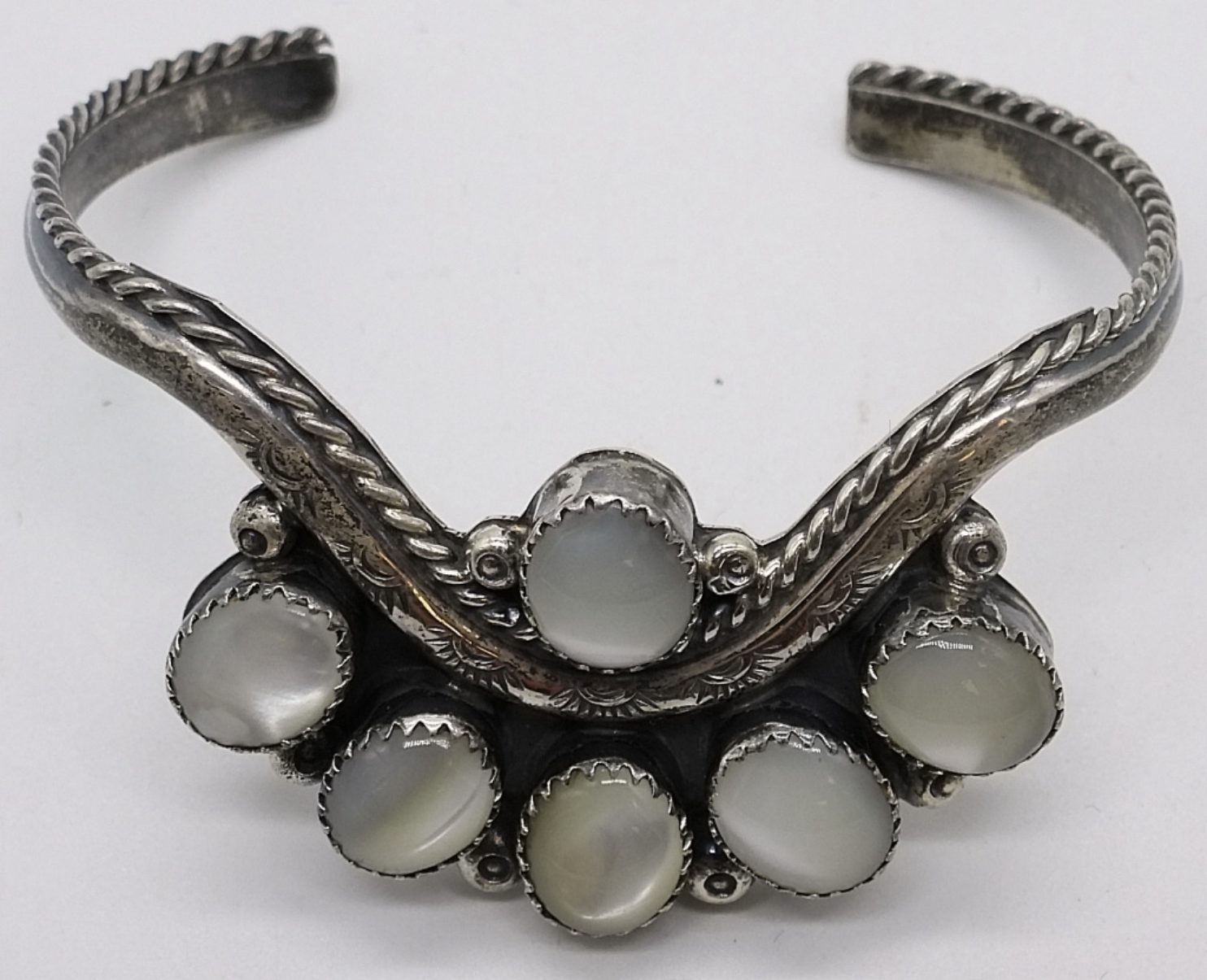 Sterling Mother of Pearl Cuff Bracelet