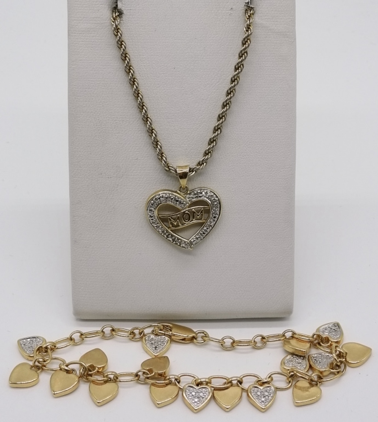 Sterling Gold-Tone Mom Necklace & Bracelet