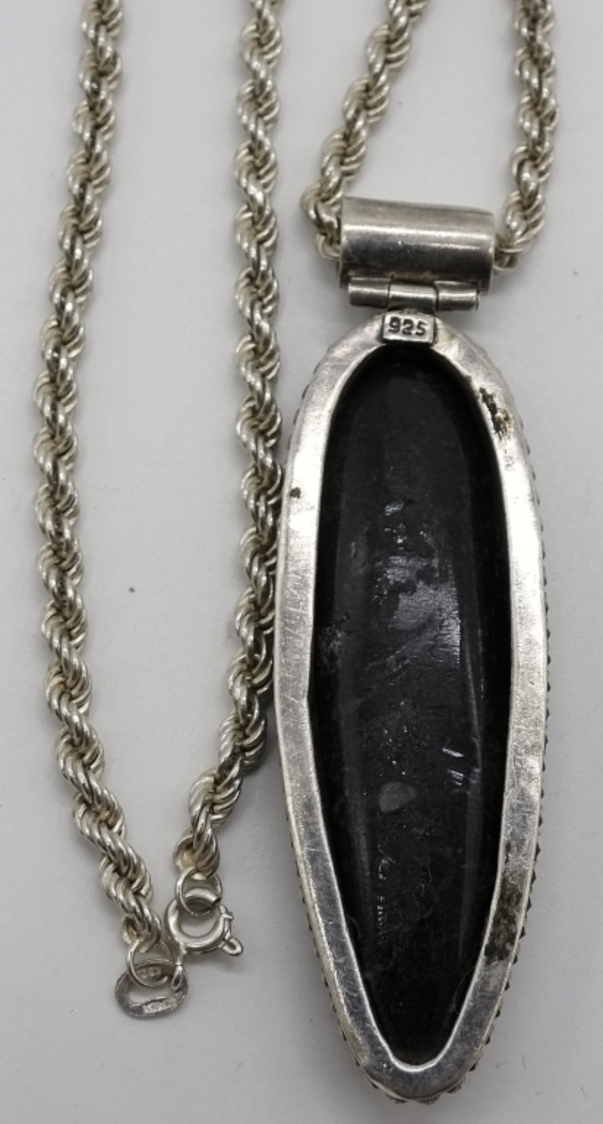 Sterling Orthoceras Fossil Pendant Necklace