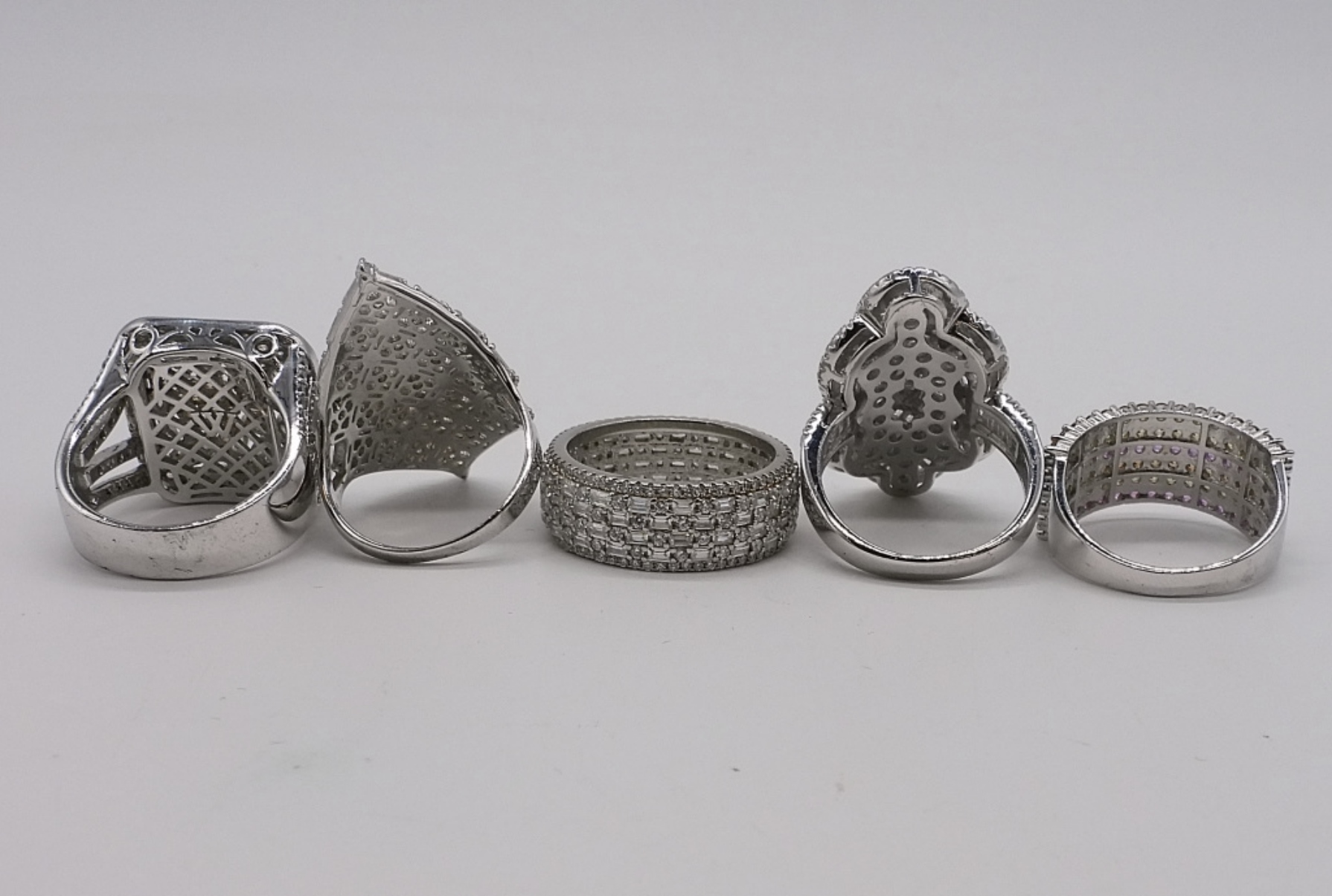 Sterling Silver Cocktail Ring Lot, Size 11
