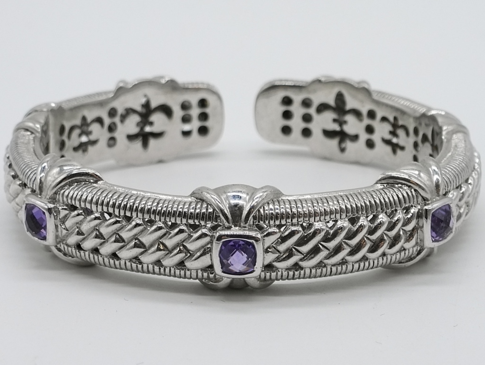 Judith Ripka Sterling Cuff, Purple Stones