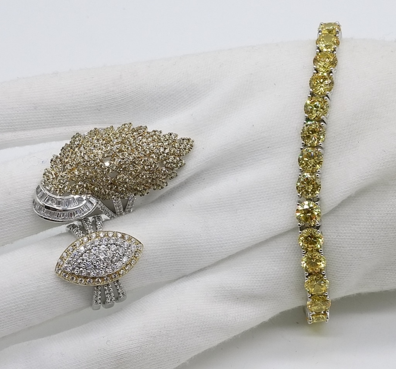 Yellow Gemstone, Sterling Rings & Bracelet
