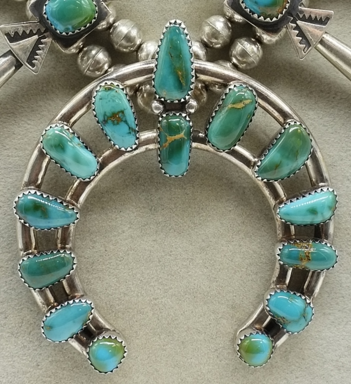 Squash Blossom Sterling Turquoise Necklace