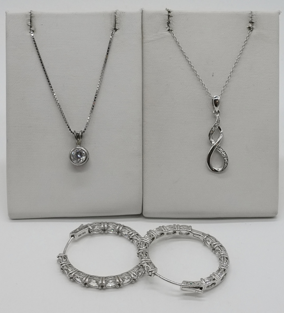 Two Sterling Fashion Necklaces & Earrings