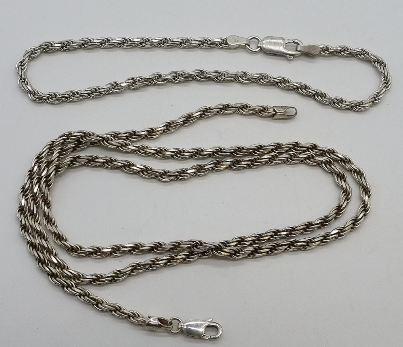 Matching Sterling Rope Chain & Bracelet Set