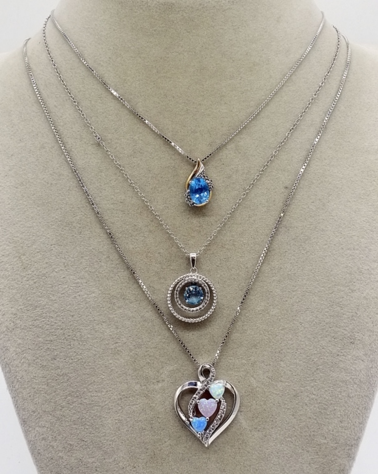 Opal & Blue Topaz Sterling Necklaces