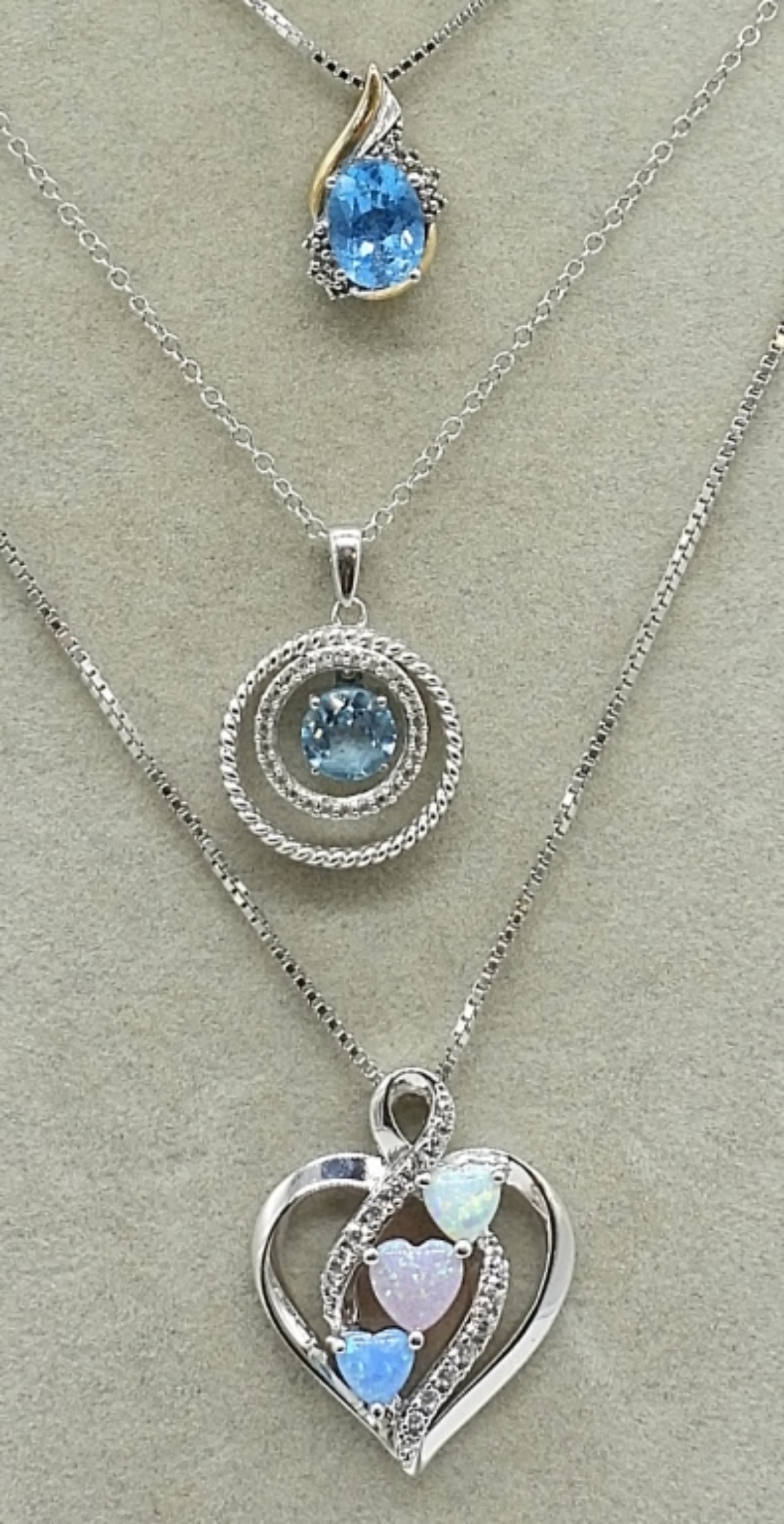 Opal & Blue Topaz Sterling Necklaces