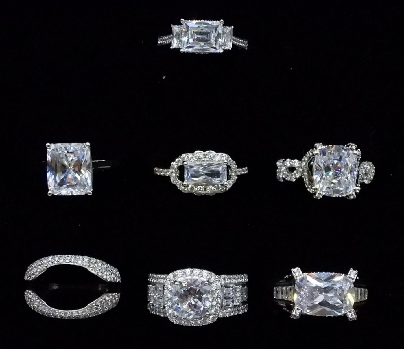 7 Sterling Bridal Style Rings