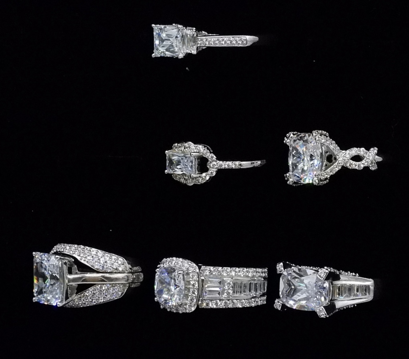 7 Sterling Bridal Style Rings
