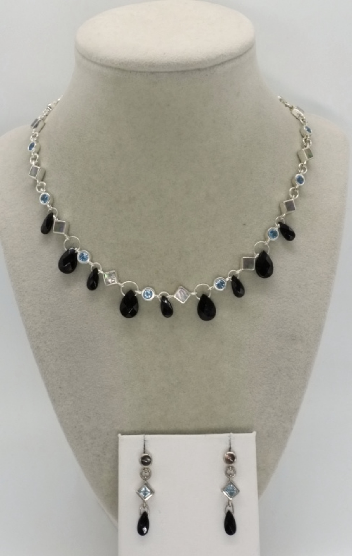 Faceted Black Onyx Matching 925 Set