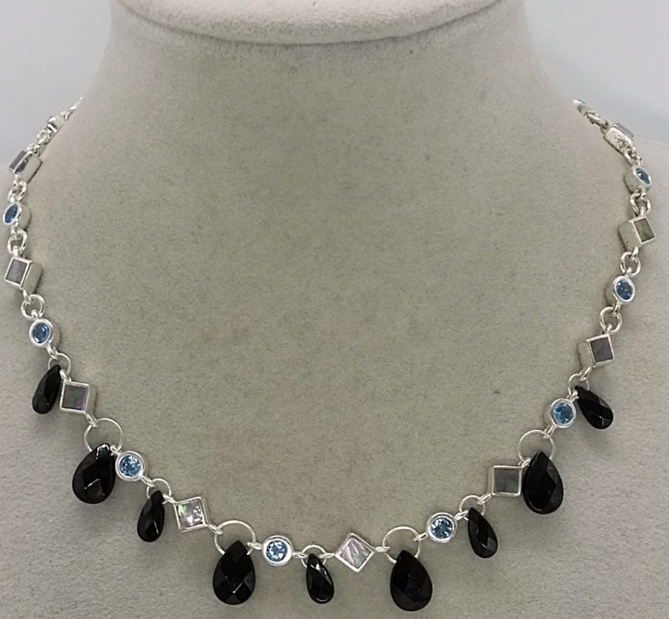 Faceted Black Onyx Matching 925 Set